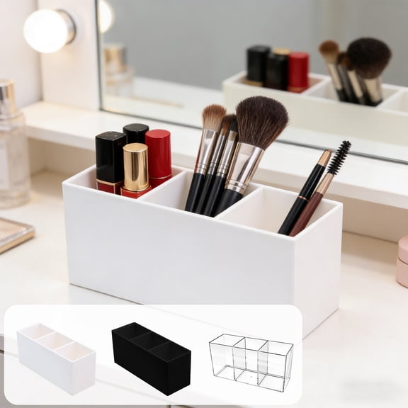 Compartment Pen Holders Storage Box, Desktop Organizer for Pens & Cosmetics, Multi-functional Divided Case for Office & Home, Topliu
