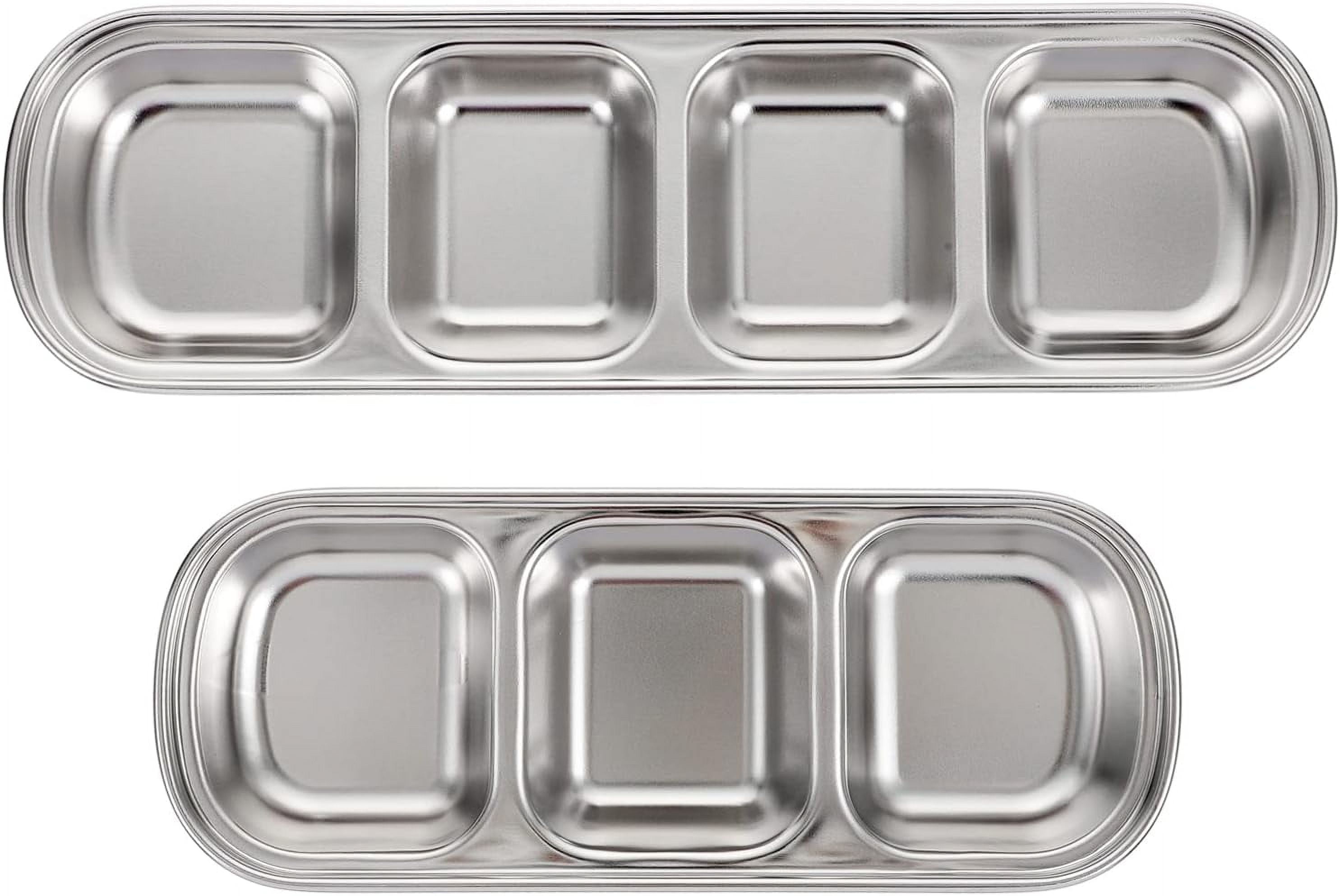 Compartment Pet Tray Food Bowls: 2pcs Stainless Steel Cat Bowl