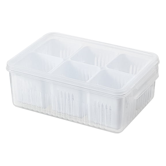 Compartment Refrigerator Storage Box with Lid Compartment Organize Supplies for Home Fridge Fresh-keeping Box
