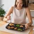 thumbnail image 1 of Compartment Serving Tray, Three Section Dinner Plate with Handles for Pasta Meat Vegetables and Side Dishes, Reusable Meal Prep Tableware for Home Kitchen Dining Parties and Gatherings, 1 of 7