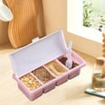 thumbnail image 1 of Compartment Spice Box, Flip Lid Seasoning Container with Spoon, Plastic Kitchen Storage Organizer for Snacks and Condiments, Pink, by Zovey, 1 of 6