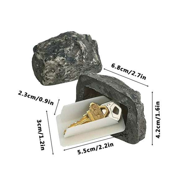 Compartment Storage Box with Realistic Stone Design 6.8x4.2cm for Secure Key Organization, Storage for Living Room, Home & Office Decor