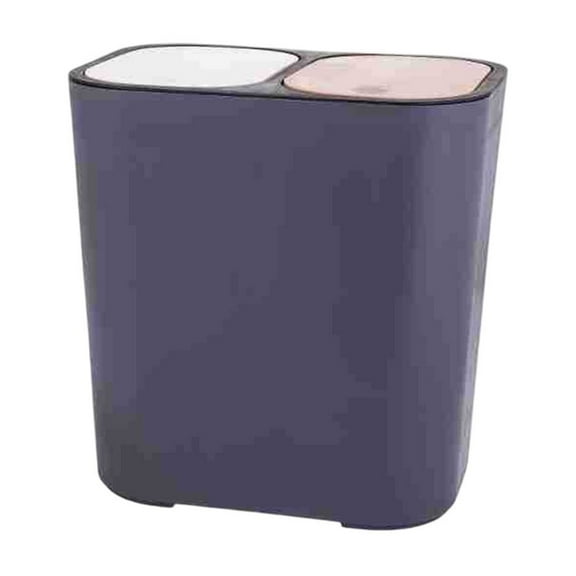 Compartment Trash Can with Lid for Kitchen, Dry Wet Separation Waste Bin, White Plastic Garbage Container for Home, Office, Bathroom