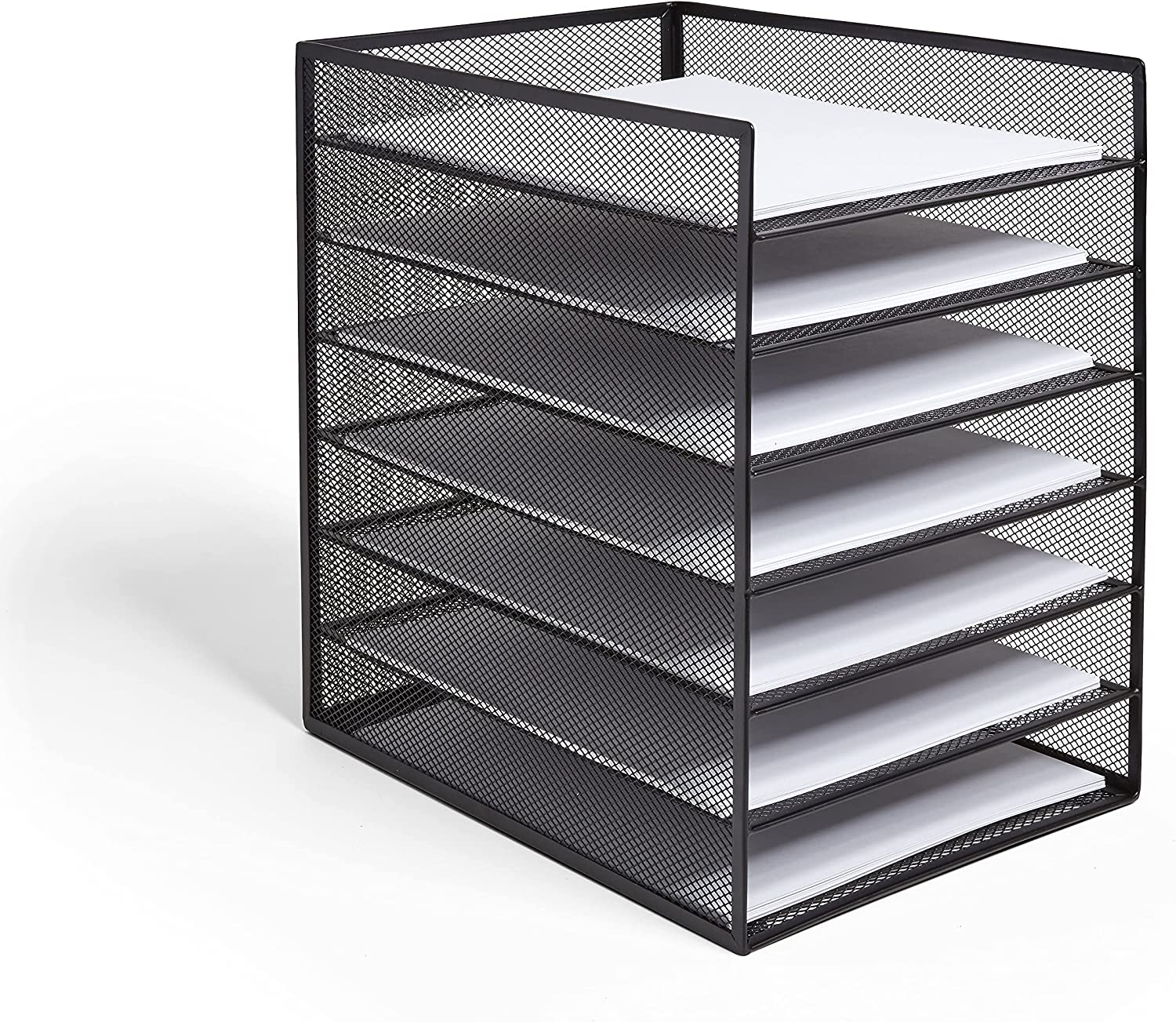 Compartment Wire Mesh File Organizer, Matte Black