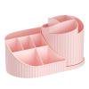 Compartmentalized Storage Box, Loetky Office Workspace Desk Organizers With 360°Degree Rotating Drum, Dressing Table Cosmetic Storage With Makeup Brush Bucket