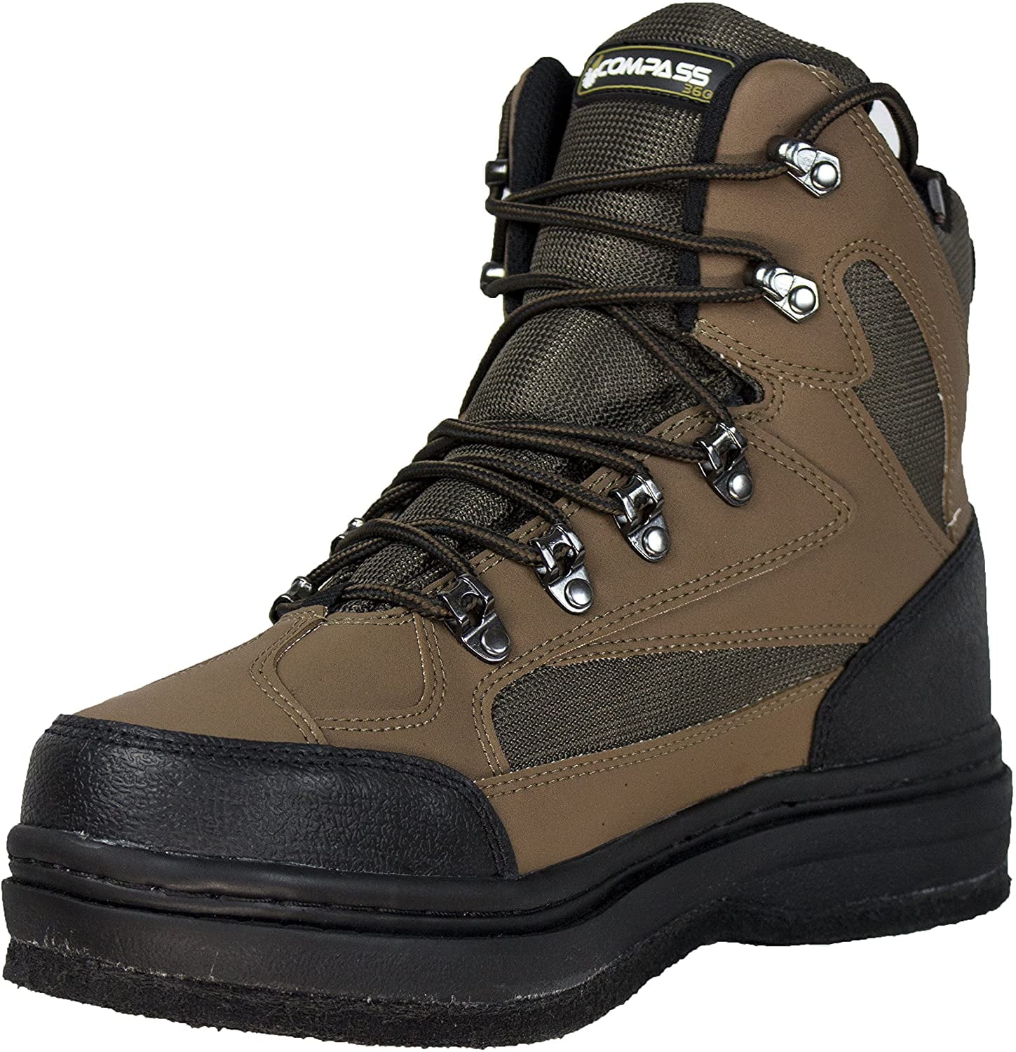 Compass 360 Ledges Felt Sole Wading Shoes with Studs Coffee 10