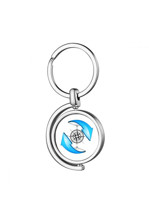Compass Around North South Rotating Keychain Metal Keyring Holder