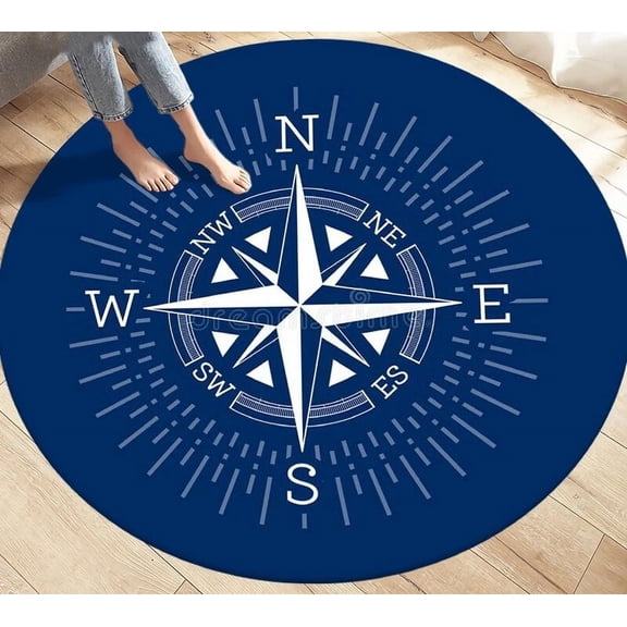 Compass Black Round Carpet Area Rug Carpets for Living Room Bedroom Home r Floor Mats Kids Play Non-slip Kitchen Floor Mats