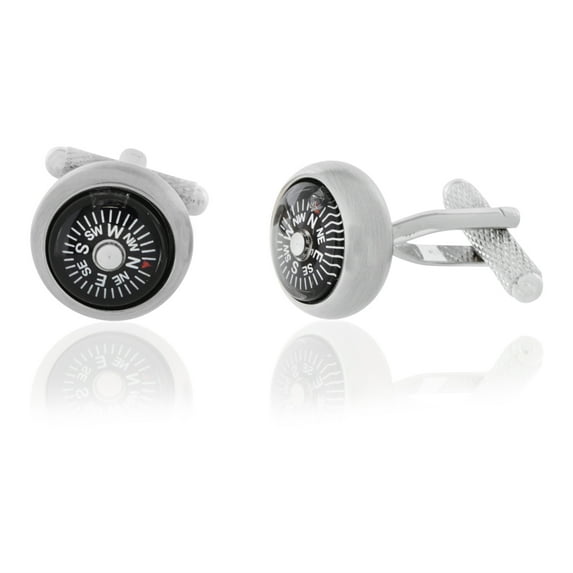 Compass Brushed Rhodium Cufflinks