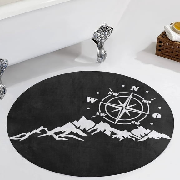 Compass Camping Hiking Mountains Round Carpet Circle Rug Outdoor Patio Area Rug Washable Large Area Rugs Hallway Room Decor Fitness Mats