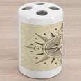 thumbnail image 1 of Compass Ceramic Toothbrush Holder, Vintage Exploration Windrose Design with Tan Background Abstract Elements Theme, Decorative Versatile Countertop for Bathroom, 4.5" X 2.7", Tan Taupe, 1 of 4