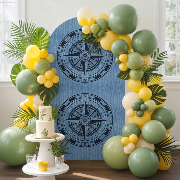 Compass Circle Arch Backdrop Cover, 4FT, Dot Abstract Geometric Spandex Arch Covers Double-Sided Backdrop for Wedding Birthday Party Photo Background Decoration