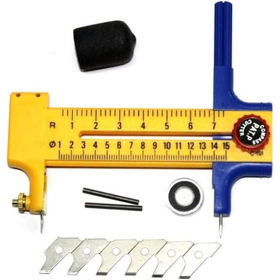 Compass Circle Cutter C-101, Adjustable Rotary Circular Cutter with Precision Scale, Craft Cutting Tool for Paper, Cardboard, Rubber, Leather, and Photos, Ideal for Scrapbooking & DIY Arts