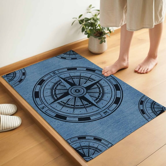 Compass Circle Door Mat 16x24 Inch Dot Abstract Geometric Entryway Rug with Non-Slip Rubber, Inside Floor Mats Front Door Rug for Living Room Bathroom Bedroom Home Office