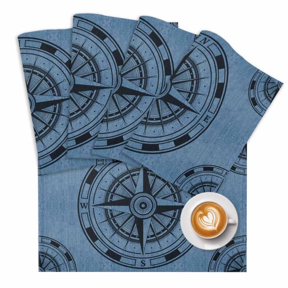 Compass Circle Placemats Set of 4 Dot Abstract Geometric Place Mats Washable Table Mats for Party Kitchen Dining Decoration, 13 X 19 Inch