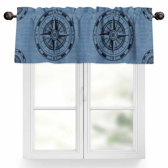 Compass Circle Valances for Windows, 60 x 18in, Dot Abstract Geometric Rod Pocket Kitchen Valance Curtain Light Filtering Window Treatments for Living Room Bedroom, 1 Panel
