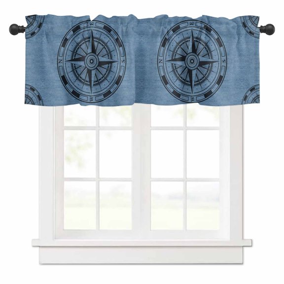 Compass Circle Valances for Windows Dot Abstract Geometric Rod Pocket Curtain Valance Window Treatment Short Curtains for Kitchen Living Room, 54"x18"