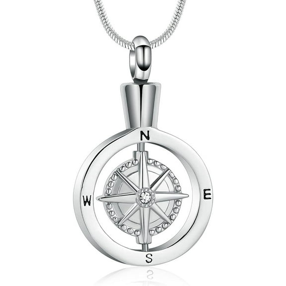 Compass Cremation Jewelry for Ashes Funeral Ashes Pendant Locket Keepsake Urn Necklace for Women Men for Human Ashe of Loved Ones
