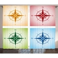 thumbnail image 1 of Ambesonne Compass Curtains 2 Panel Set, Colorful Windroses, 108" x 63", Multicolor, 1 of 3