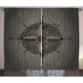 thumbnail image 1 of Ambesonne Compass Curtains 2 Panel Set, Drawing Style, 108" x 84", Umber Dark Brown, 1 of 3