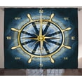 thumbnail image 1 of Ambesonne Compass Curtains 2 Panel Set, Yellow Navigation, 108" x 108", Yellow Navy Blue, 1 of 3