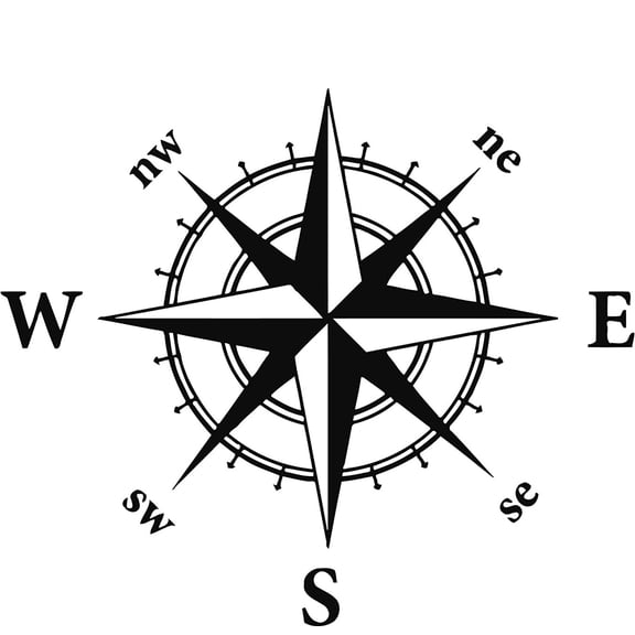 Compass Decal, Compass Vinyl, Compass for Cars Decal, Compass Hood Vinyl, Compass Sticker, Compass Wall Decal, Compass Wall Sticker, Compass (22" x 22")
