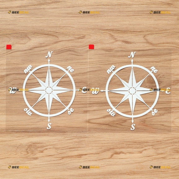 Compass Decal Sticker 4x4 Off Road Car Vinyl - 2 Pack White, 6 Inches - Style D Die Cut No Background