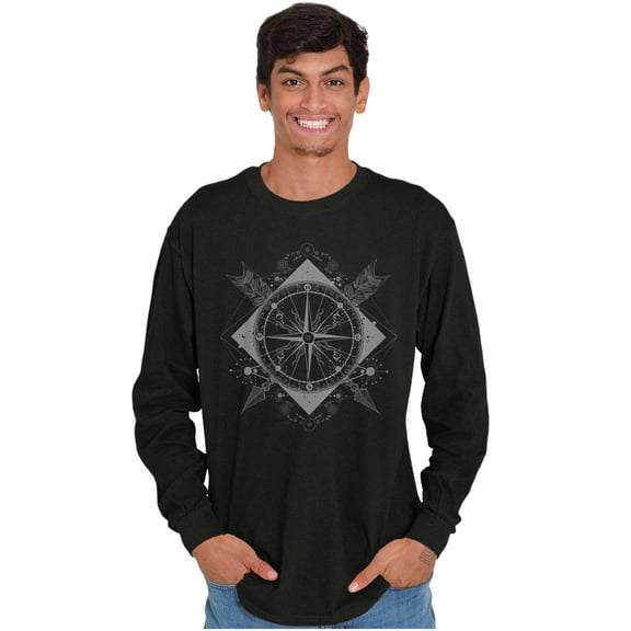 Compass Diamond Symbolic Spiritual Plus Size Long Sleeve Graphic Tee Shirt Brisco Brands 2X