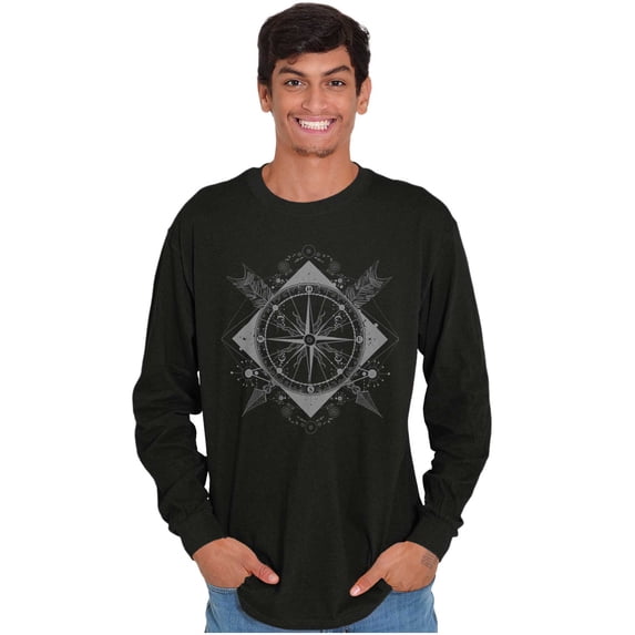 Compass Diamond Symbolic Spiritual Plus Size Long Sleeve Graphic Tee Shirt Brisco Brands 2X