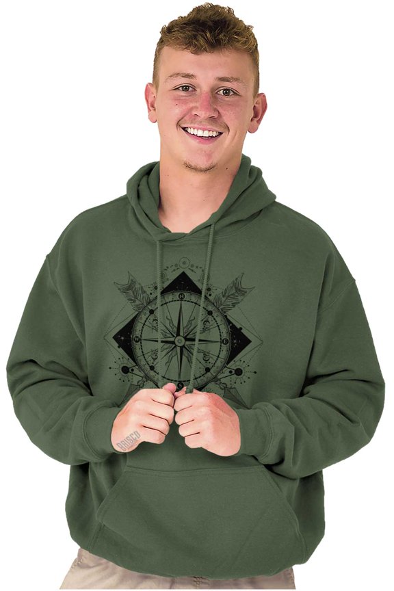 Compass Diamond Symbolic Spiritual Unisex Plus Fleece Graphic Hoodie Brisco Brands 2X