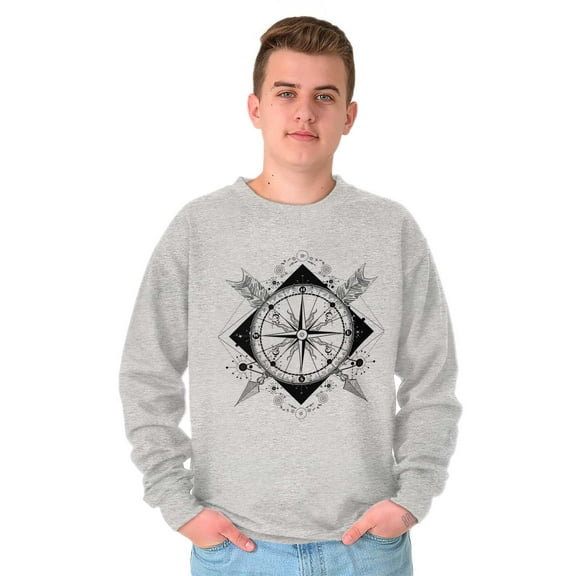 Compass Diamond Symbolic Spiritual Unisex Plus Fleece Graphic Sweatshirt Brisco Brands 2X