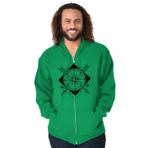 Compass Diamond Symbolic Spiritual Zip Up Hoodie Men's Women's Brisco Brands 3X