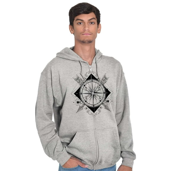 Compass Diamond Symbolic Spiritual Zip Up Hoodie Men's Women's Brisco Brands X