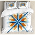 thumbnail image 1 of Compass Duvet Cover Set, Watercolor Directions North South East West Windrose Pathfinding Work of Art, Decorative 3 Piece Bedding Set with 2 Pillow Shams, Queen Size, Burnt Sienna Blue, by Ambesonne, 1 of 3