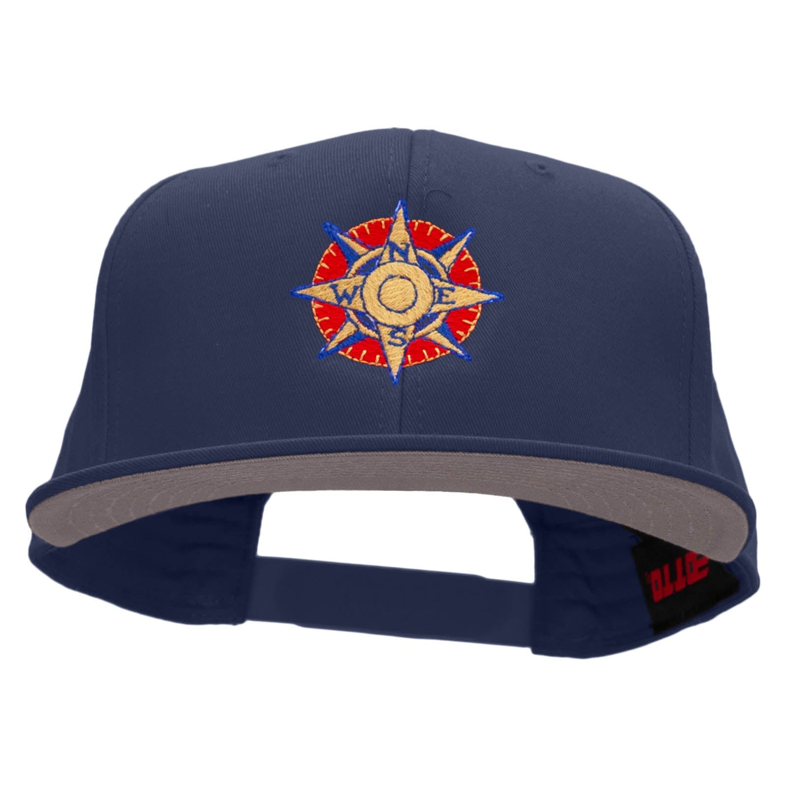 Compass Embroidered Superior Cotton Twill Flat Bill Snapback Prostyle ...