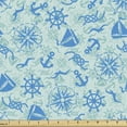 thumbnail image 1 of Compass Fabric by the Yard, Various Nautical with Seagulls Anchor Sailor Knot and Helm Sailor Theme, Upholstery Fabric for Dining Chairs Home Decor Accents, 2 Yards, Mint Green Blue by Ambesonne, 1 of 4