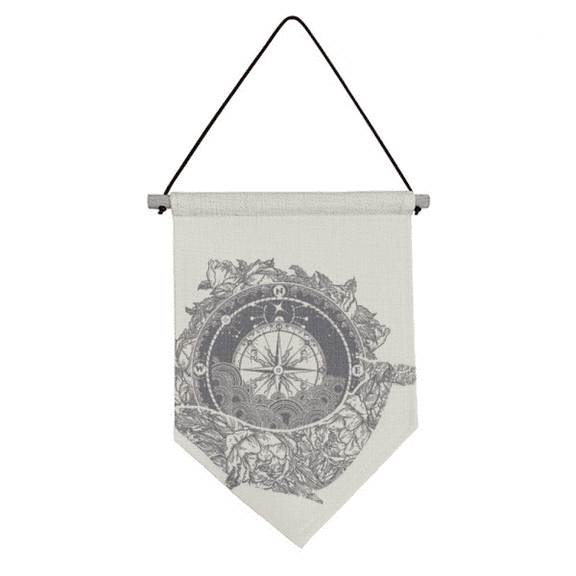 Compass Flower Stars Art Pattern Canvas Flag Hanging Wall Art Decor Banner
