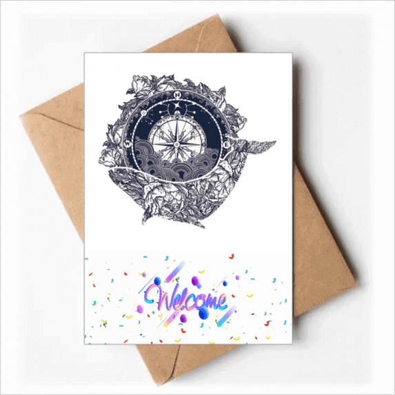 Compass Flower Stars Art Pattern Welcome Back Greeting Cards Envelopes Blank