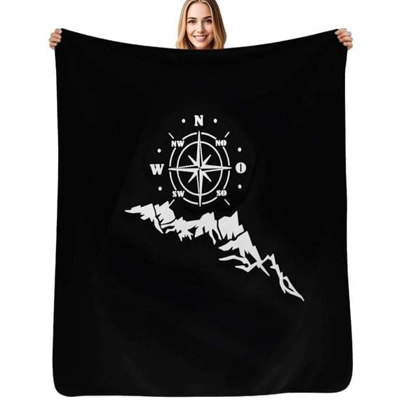 Compass Graphics Flannel Blanket Warm Soft Bedding Throws Winter Camping Chair Sofa Bed