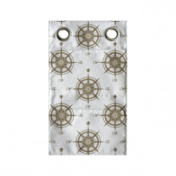 Compass Hanging Pocket Organizer, Vintage Nautical Wind Rose in Earth Tones Mapping Around Direction Safety, Printed Polyester Storage Bag with Pockets, 9" x 16", Umber White