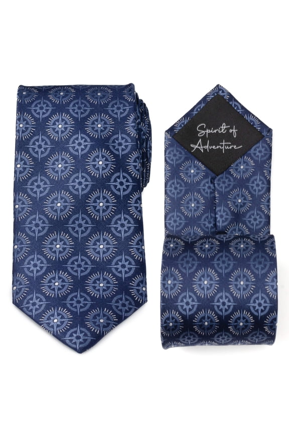 Compass Hidden Message Navy Blue Men's Tie