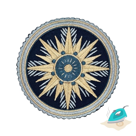 Compass Iron On Patch Embroidered Sew On Patches For Clothing, Jeans, Jackets, Backpacks, Hoodies Explorer Travel Applique Embroidery Patch For Tote Bags, Dresses
