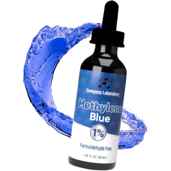 Compass Laboratory Methylene Blue 1% | USP-Grade | Third-Party Tested Brain Health Dietary Supplement | 50ml Glass Dropper Bottle | No Formaldehyde