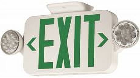 Compact White LED Exit Sign with Green Letters