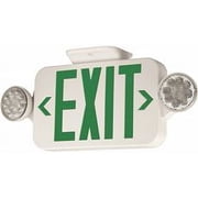 Compass Led Combination Exit/Emergency Light, Green Letters, White, Damp Location Listed