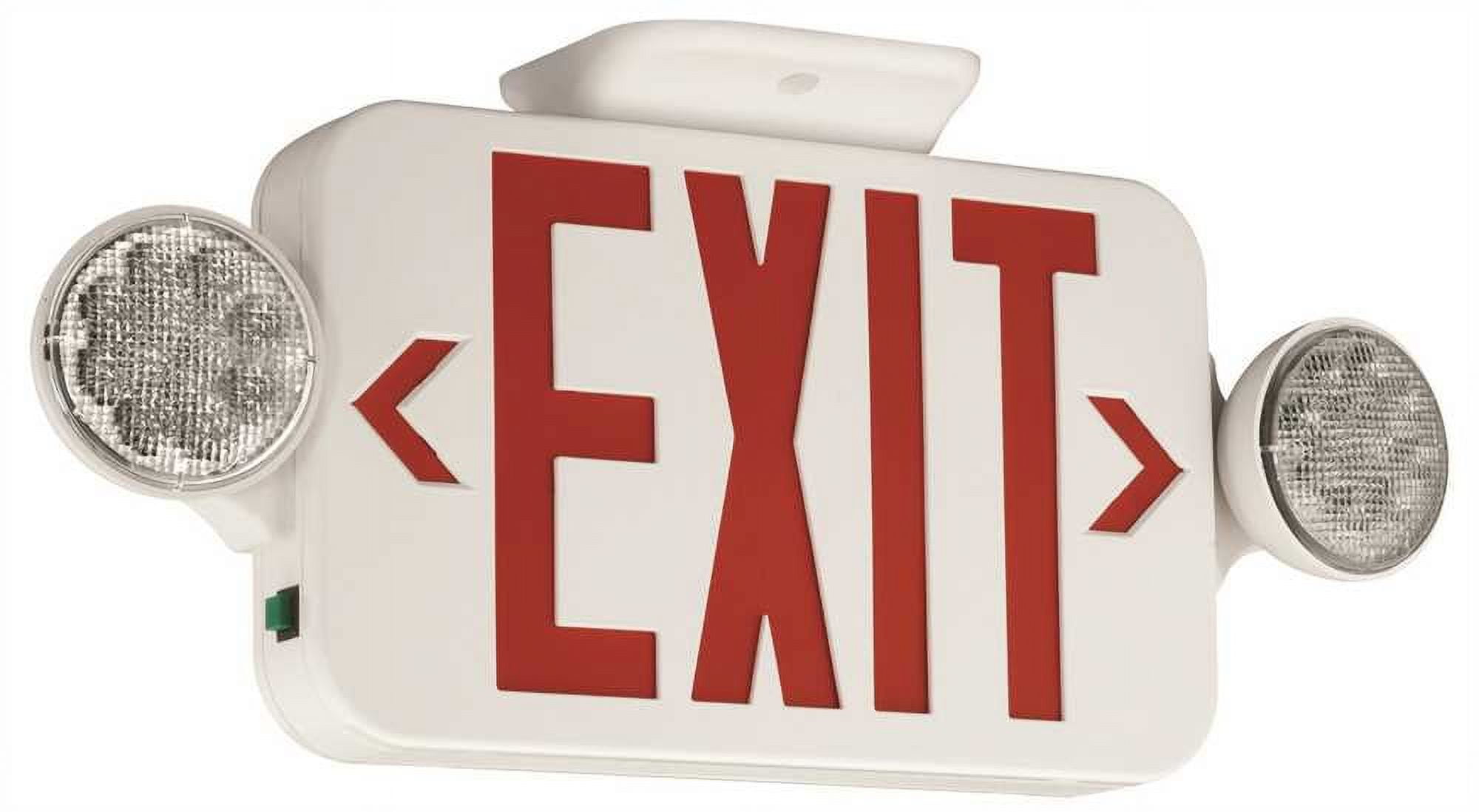 White LED Exit Sign with Emergency Lights and Red Letters