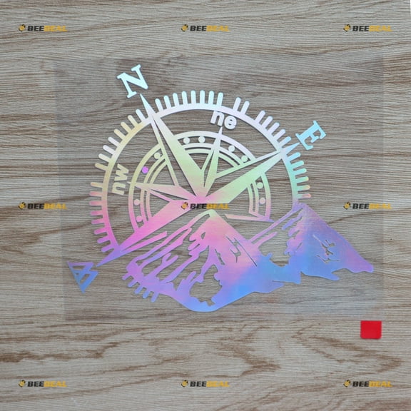 Compass Mountain 4X4 Off Road 4WD Decal Sticker Car Truck Vinyl fit for Chevy Ford Jeep - Holographic Iridescent Color, 6 Inches