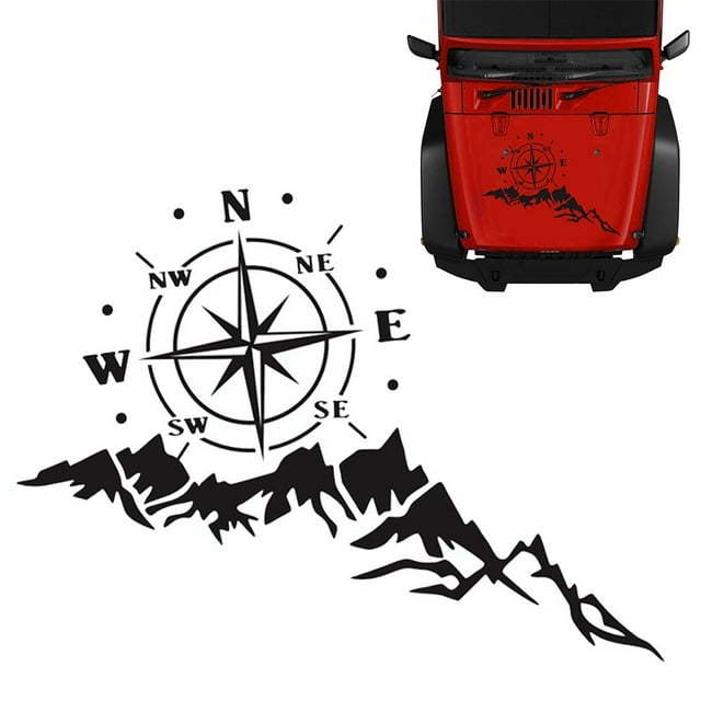 Compass Mountain Vinyl Decal -Sticker for Car Truck Hood Side Door ...