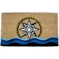 thumbnail image 1 of 30" Blue and Brown Rectangular Compass Basic Coir Door Mat, 1 of 2