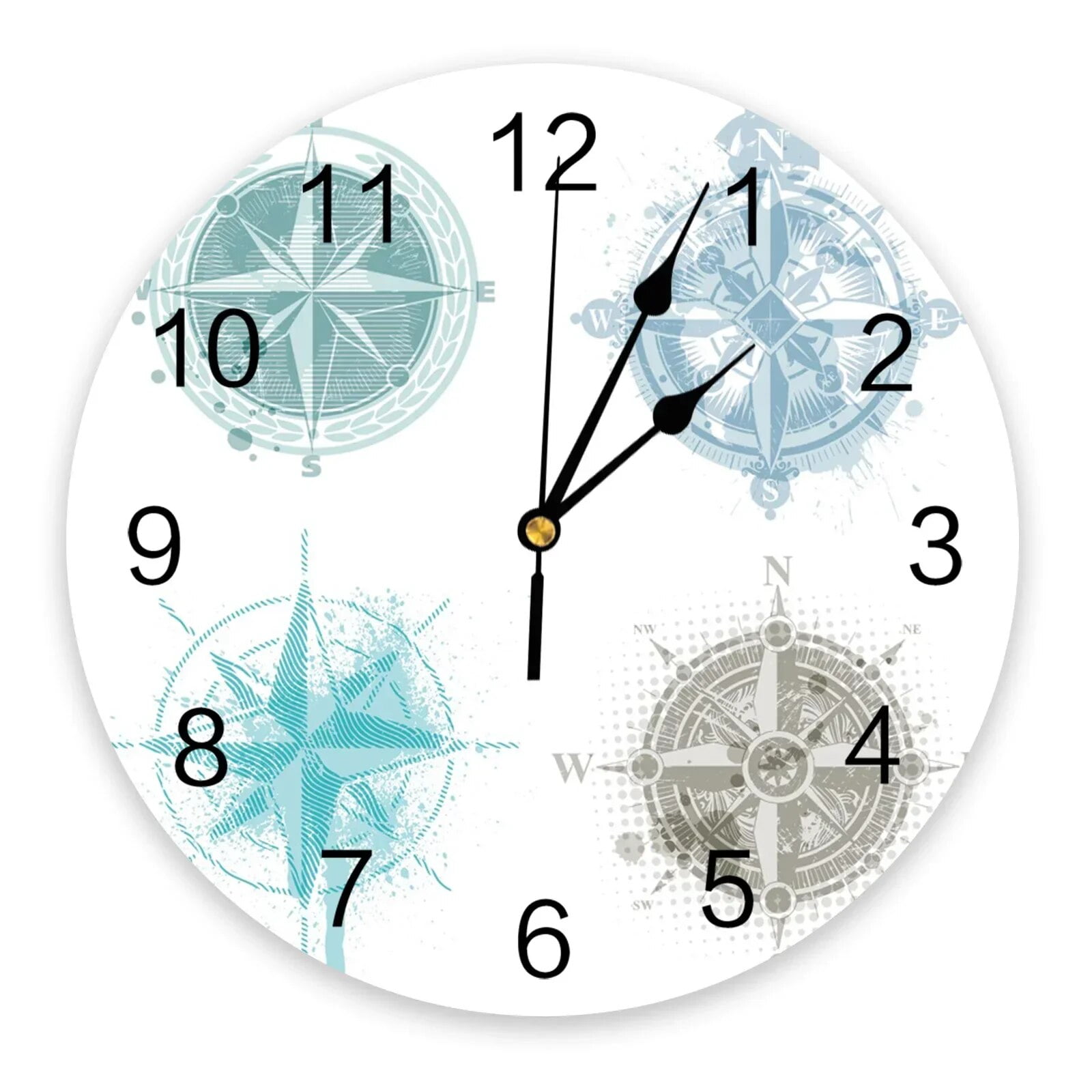 Compass Nautical Map Scale Letters Sailboat Large Wall Clock Dinning ...